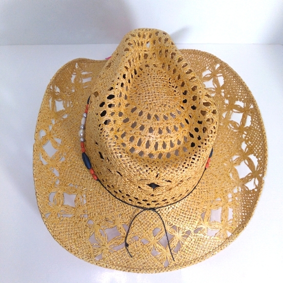 ANPA LIVING THE STYLE Gold Flake Bohemian Bead Band Cowgirl Hat 100% Handmade - Picture 7 of 10